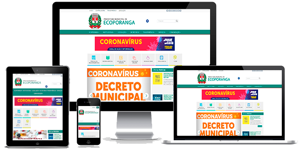 Imagem mostrando o site da Prefeitura Municipal de Marataízes/ES em diversos dispositivos como desktop, laptop, tablet e smartphone